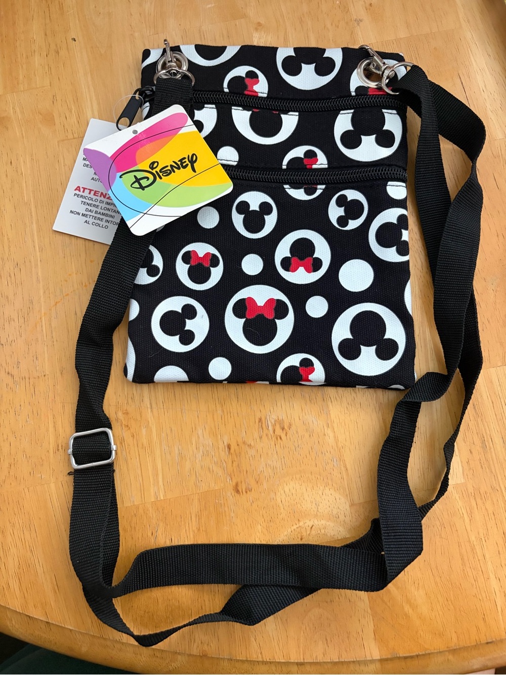 Disney Black and White Mickey and Minnie Patterned crossbody Bag #105